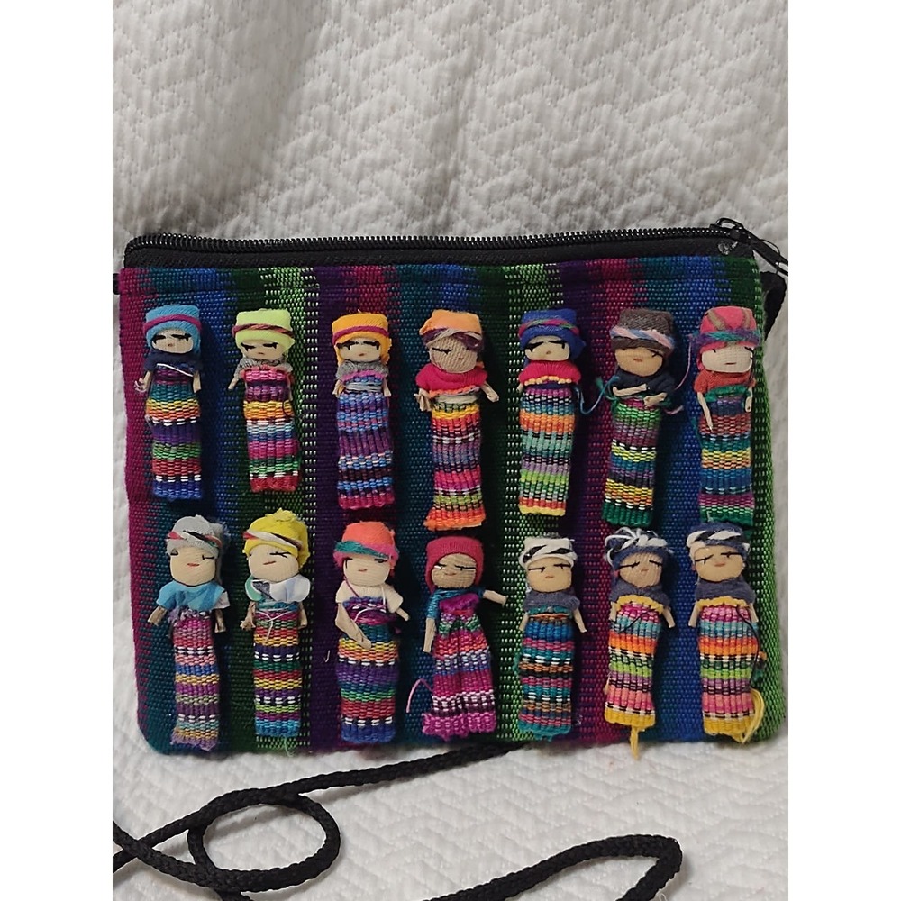 Worry Doll Striped Multicolor Sarape Pouch Bag Clutch